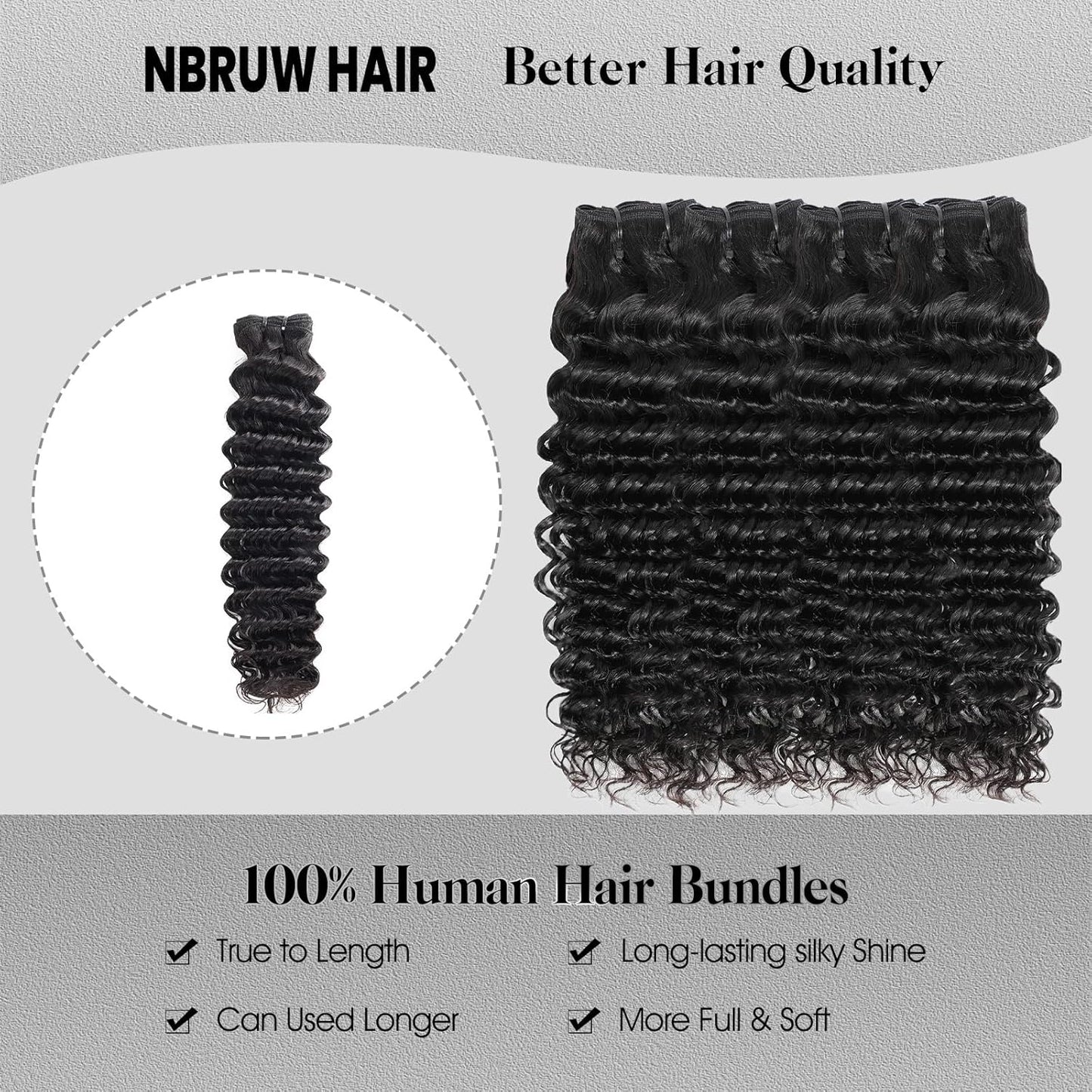 Sacred Crown TM Deep Wave Virgin Human Hair Bundles (3-4 Pieces, Multiple Lengths)