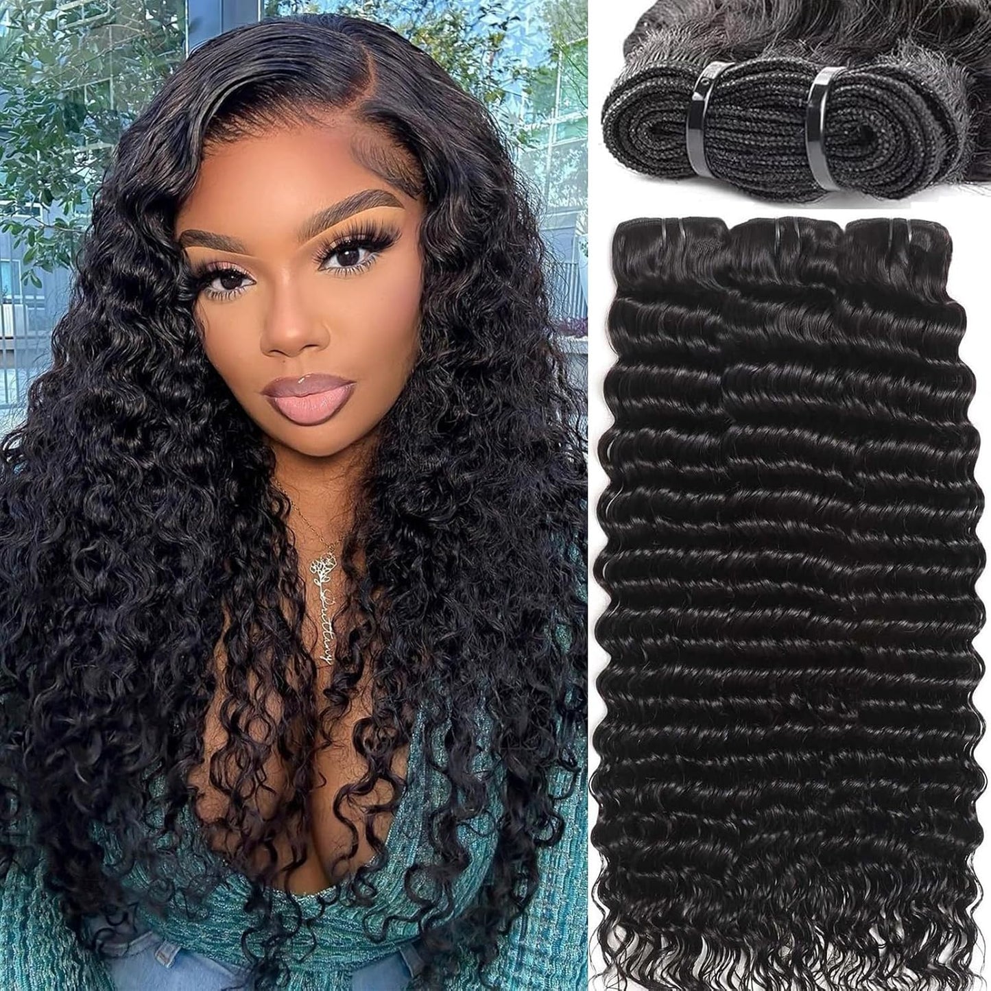Sacred Crown TM Deep Wave Virgin Human Hair Bundles (3-4 Pieces, Multiple Lengths)