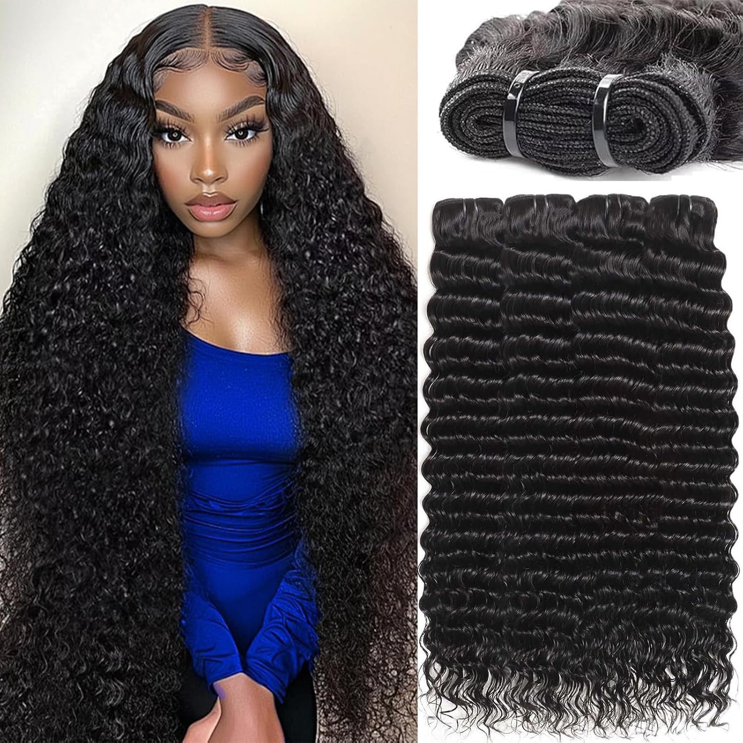 Sacred Crown TM Deep Wave Virgin Human Hair Bundles (3-4 Pieces, Multiple Lengths)