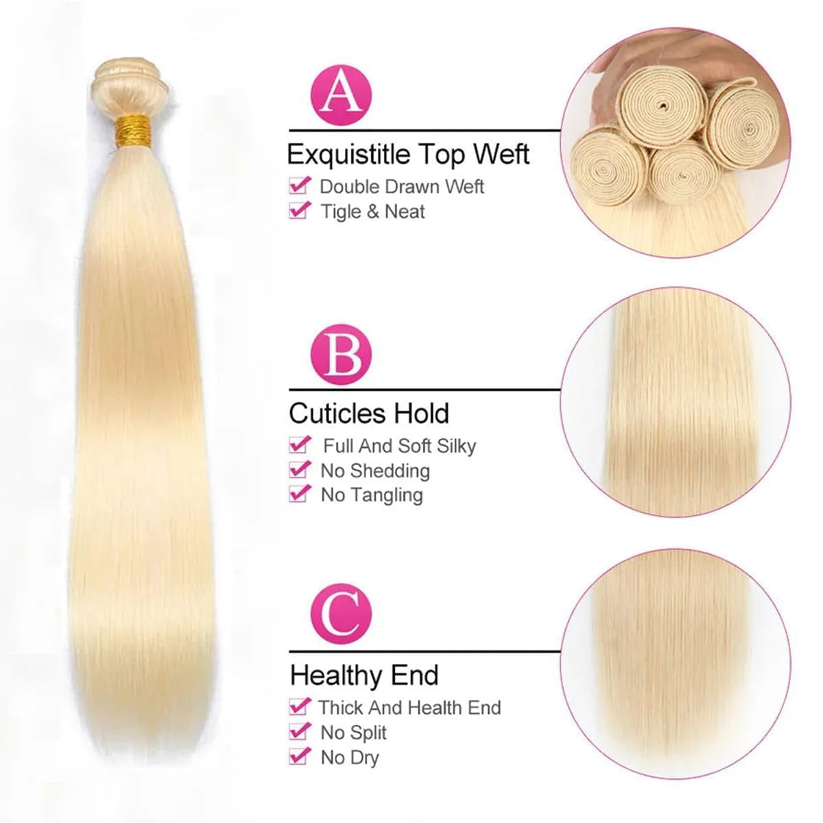 Sacred Crown TM 613 Blonde Bundles Human Hair Virgin Brazilian Hair 