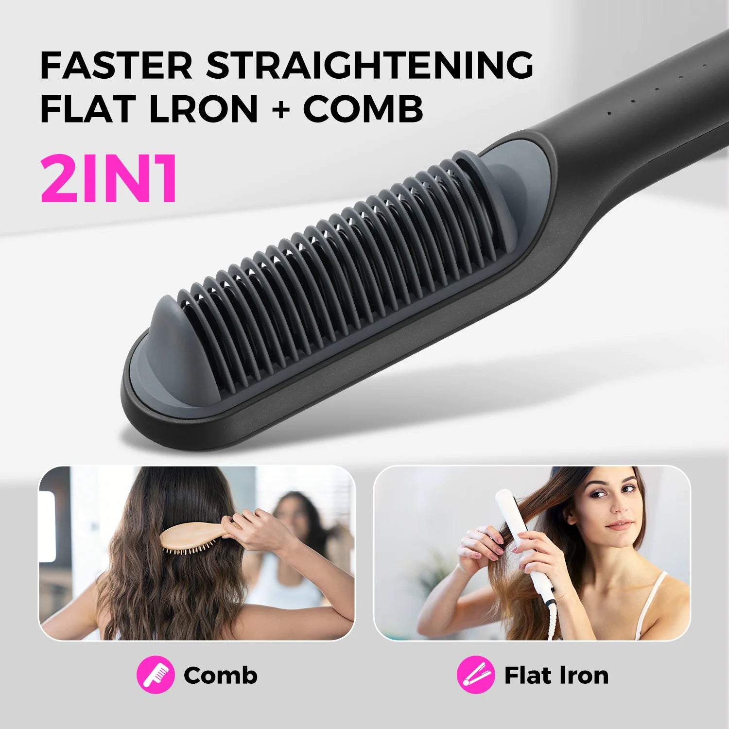 Scared Scrubs Smooth Hair Straightener Brush- Salon Quality Styling tool 
