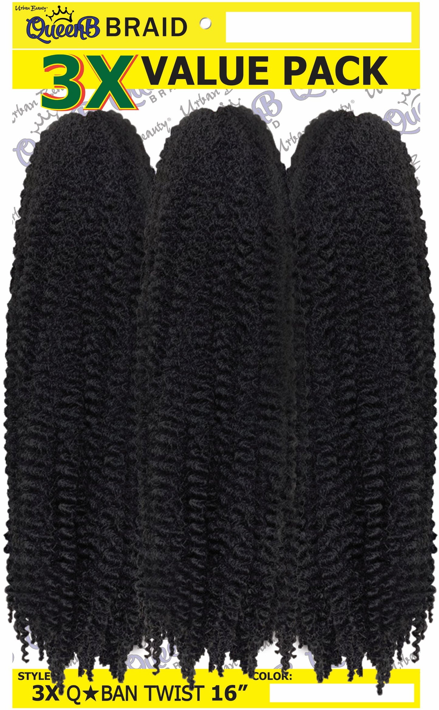 Sacred Scrubs Sleek Queen B Qban Loc N Twist Braid Hair 3X Pack, 16 Inch, #1B, Adult, Female