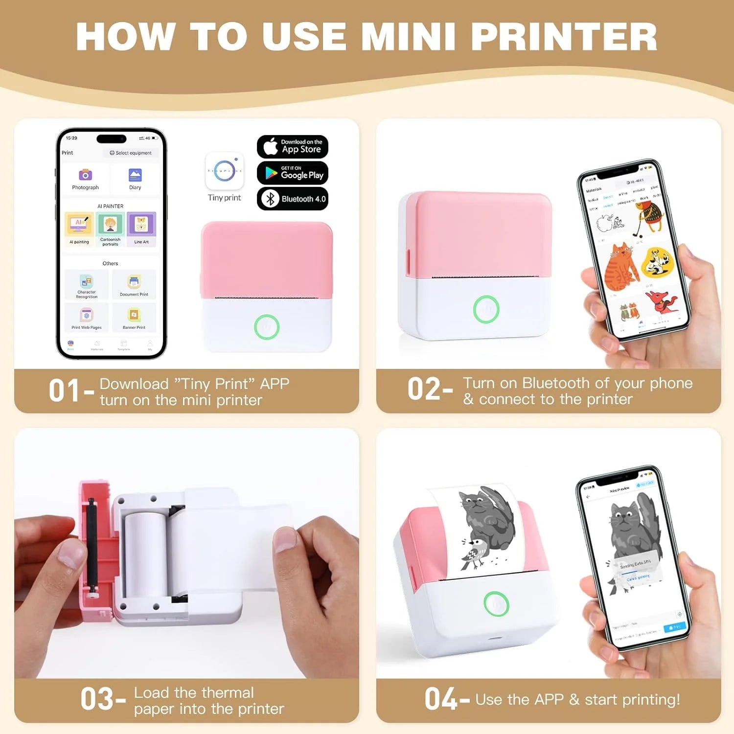 Sacred Prints TM Portable Thermal Mini Printer - Inkless, Wireless & Compact