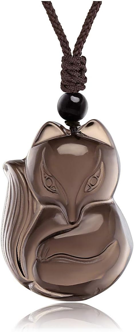 Sacred Guardian — Ice Obsidian & Fluorite Fox Amulet Necklace