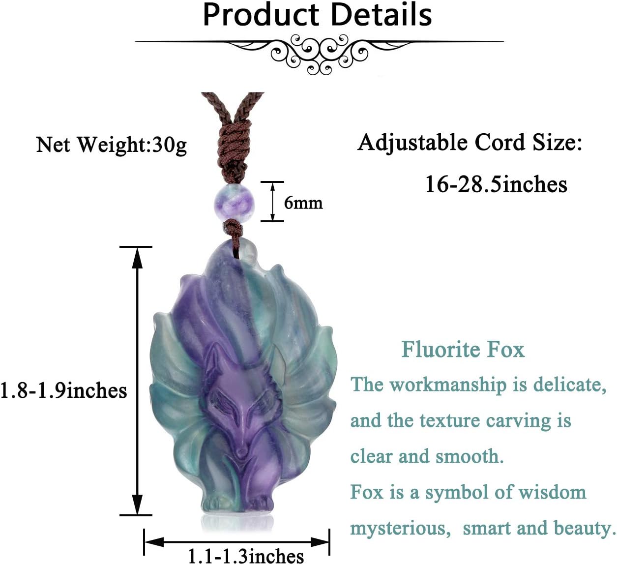 Sacred Guardian — Ice Obsidian & Fluorite Fox Amulet Necklace