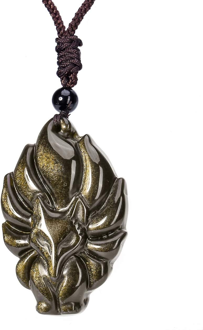 Sacred Guardian — Ice Obsidian & Fluorite Fox Amulet Necklace