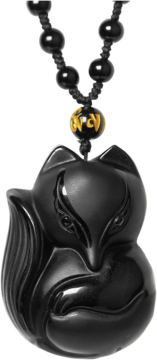 Sacred Guardian — Ice Obsidian & Fluorite Fox Amulet Necklace