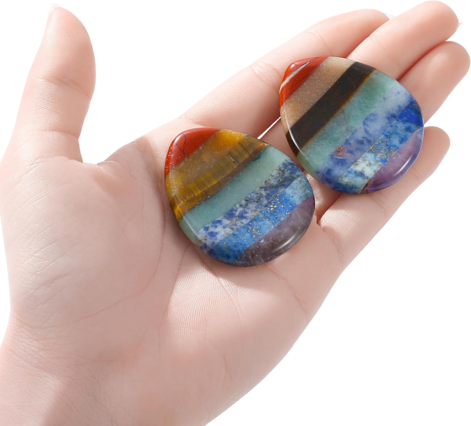 Sacred Balance — 7-Chakra Teardrop Worry Stone