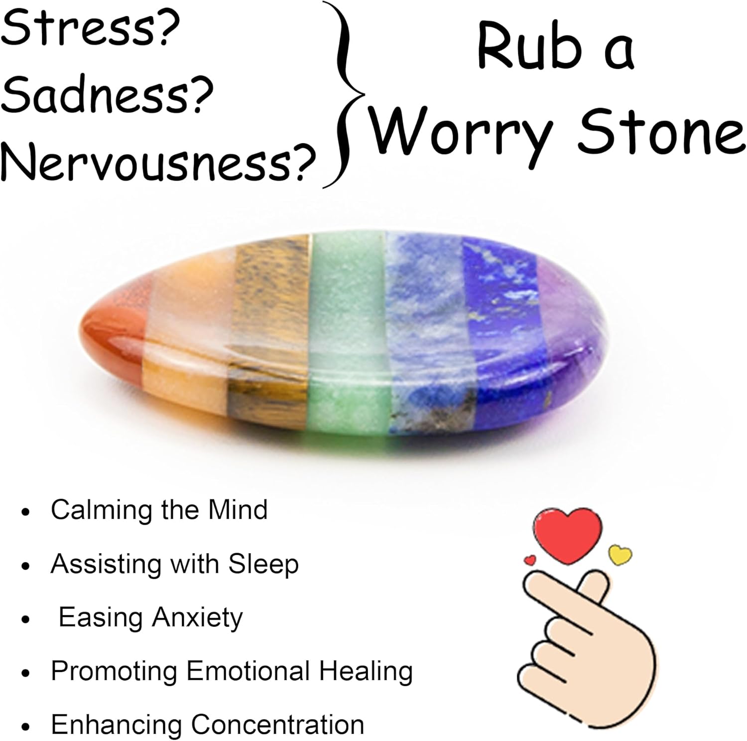 Sacred Balance — 7-Chakra Teardrop Worry Stone