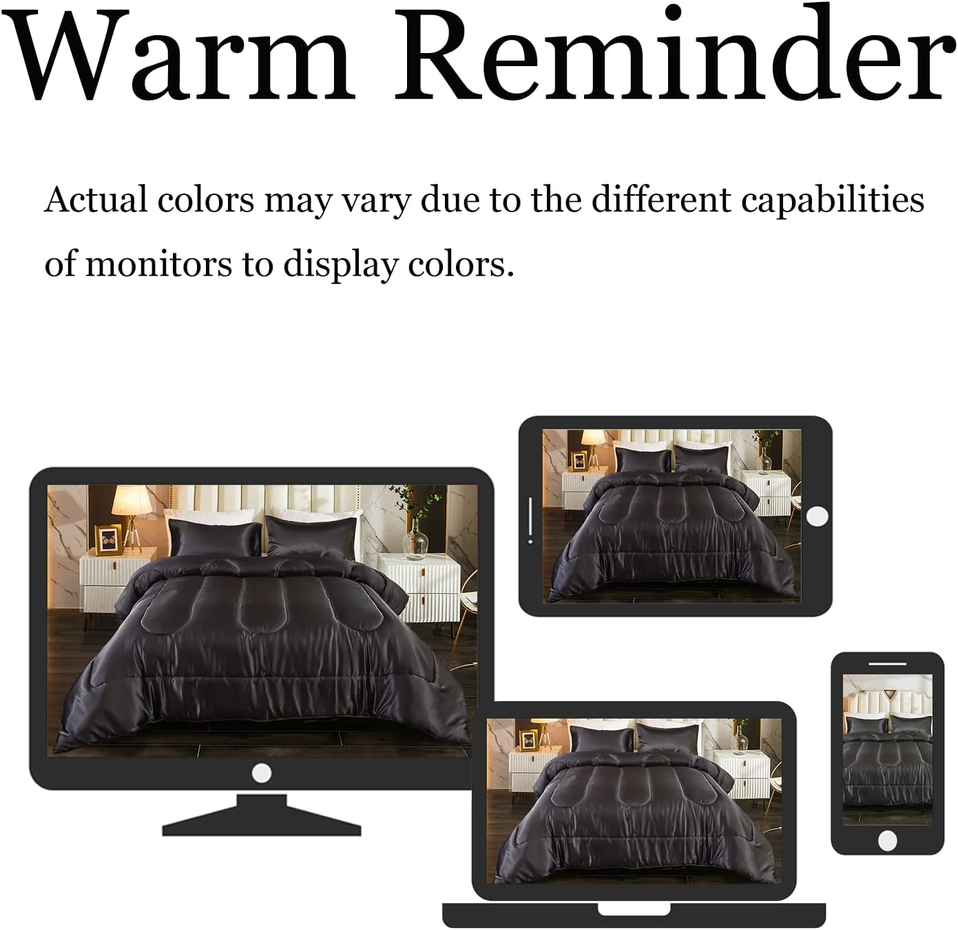 Sacred SlumberTM Silk Satin Comforter Set- Black Queen Set for Elevated Rest