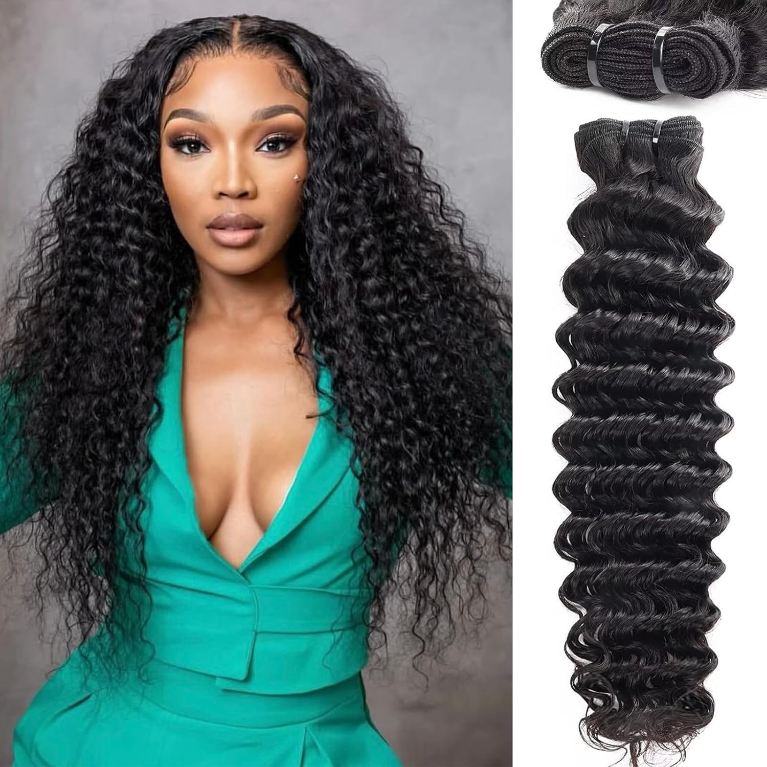 Sacred Crown TM Deep Wave Virgin Human Hair Bundles (3-4 Pieces, Multiple Lengths)