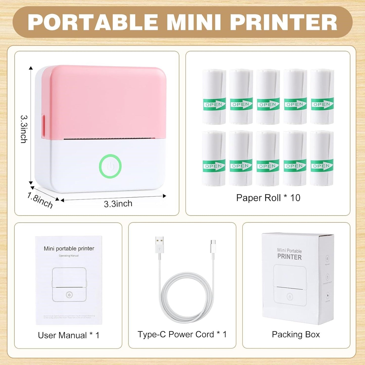 Sacred Prints TM Portable Thermal Mini Printer - Inkless, Wireless & Compact