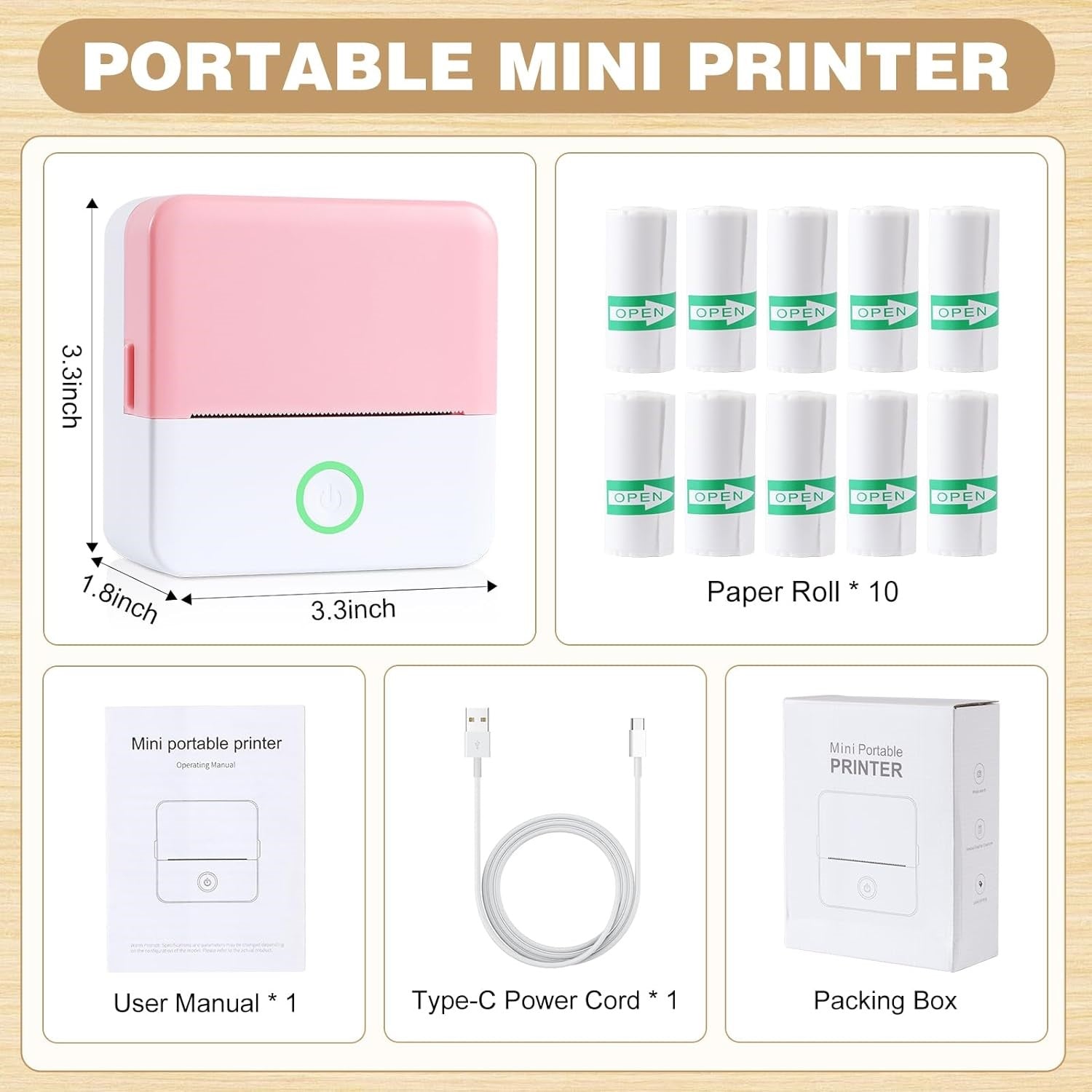 Sacred Prints TM Portable Thermal Mini Printer - Inkless, Wireless & Compact