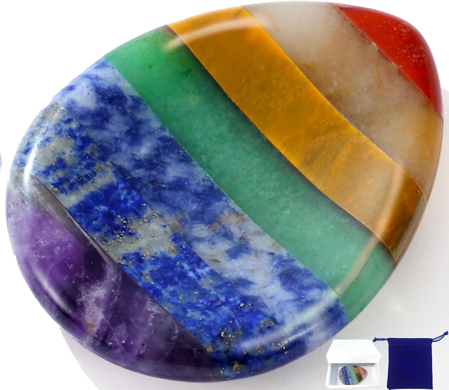 Sacred Balance — 7-Chakra Teardrop Worry Stone