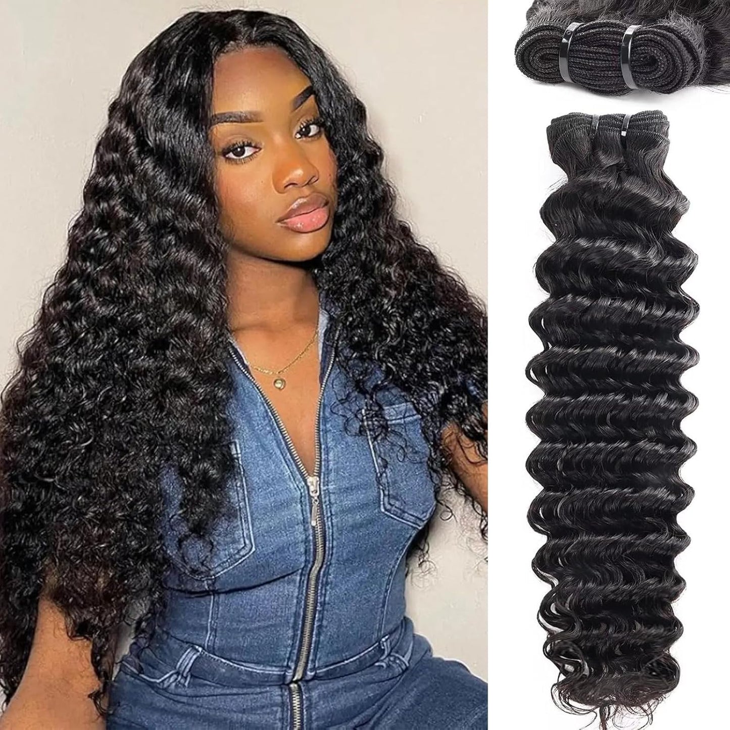 Sacred Crown TM Deep Wave Virgin Human Hair Bundles (3-4 Pieces, Multiple Lengths)