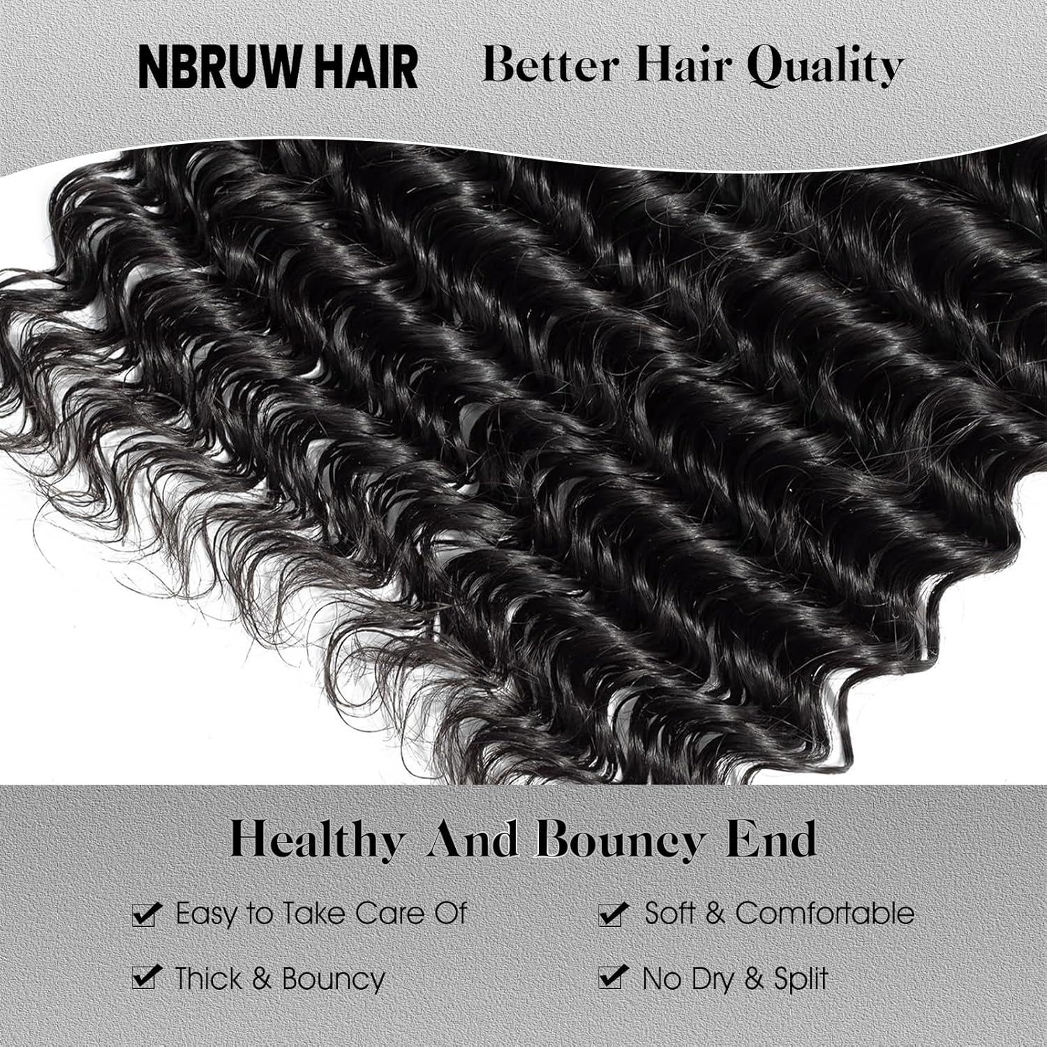 Sacred Crown TM Deep Wave Virgin Human Hair Bundles (3-4 Pieces, Multiple Lengths)