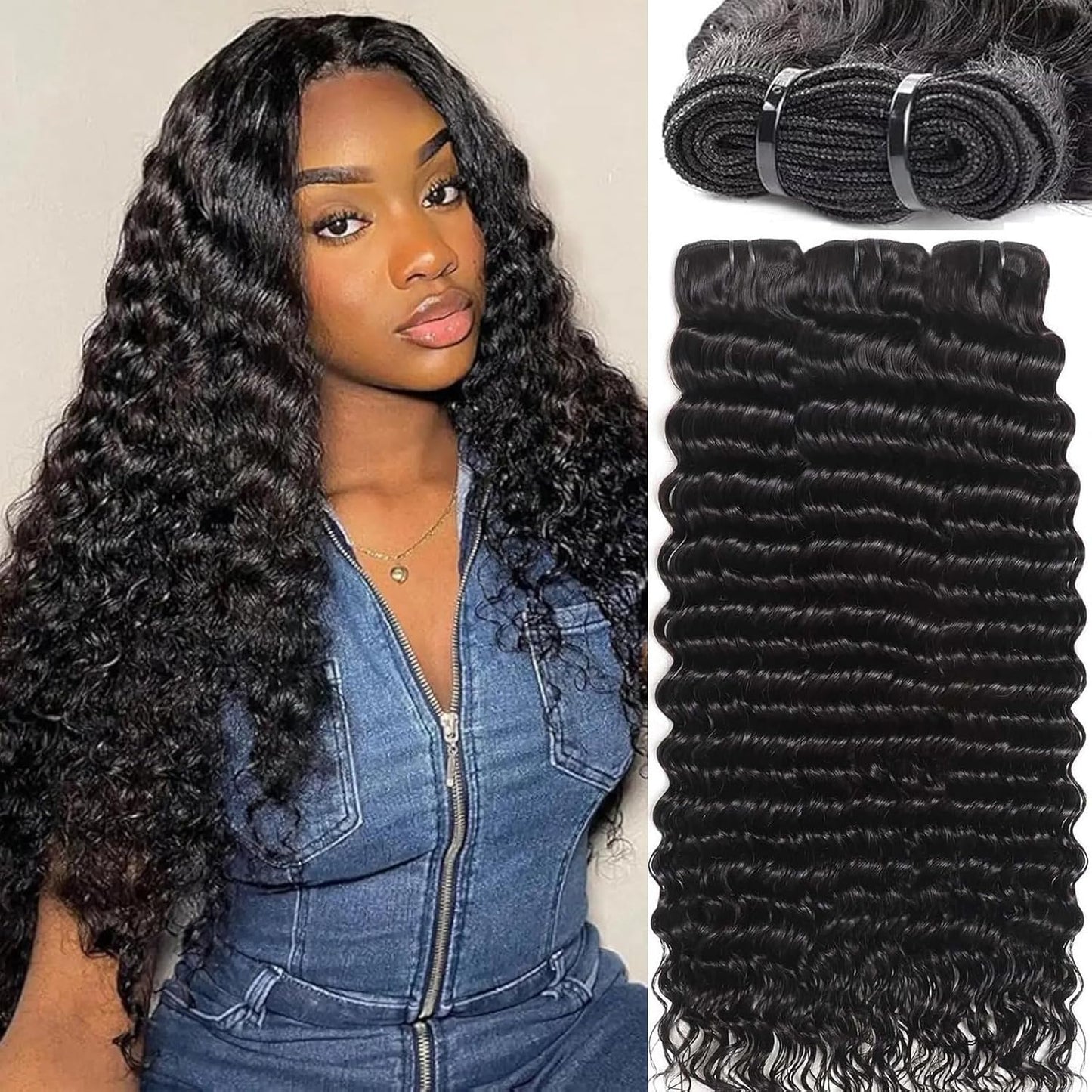 Sacred Crown TM Deep Wave Virgin Human Hair Bundles (3-4 Pieces, Multiple Lengths)