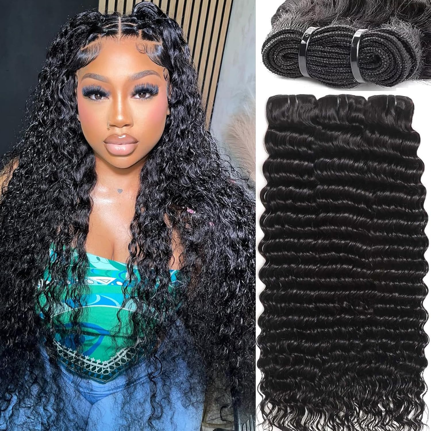 Sacred Crown TM Deep Wave Virgin Human Hair Bundles (3-4 Pieces, Multiple Lengths)