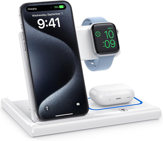 Sacred Scrub Charge 3-in-1 Fast Charging Station-Wireless Travel Charger for iPhone, Apple Watch & Airpods