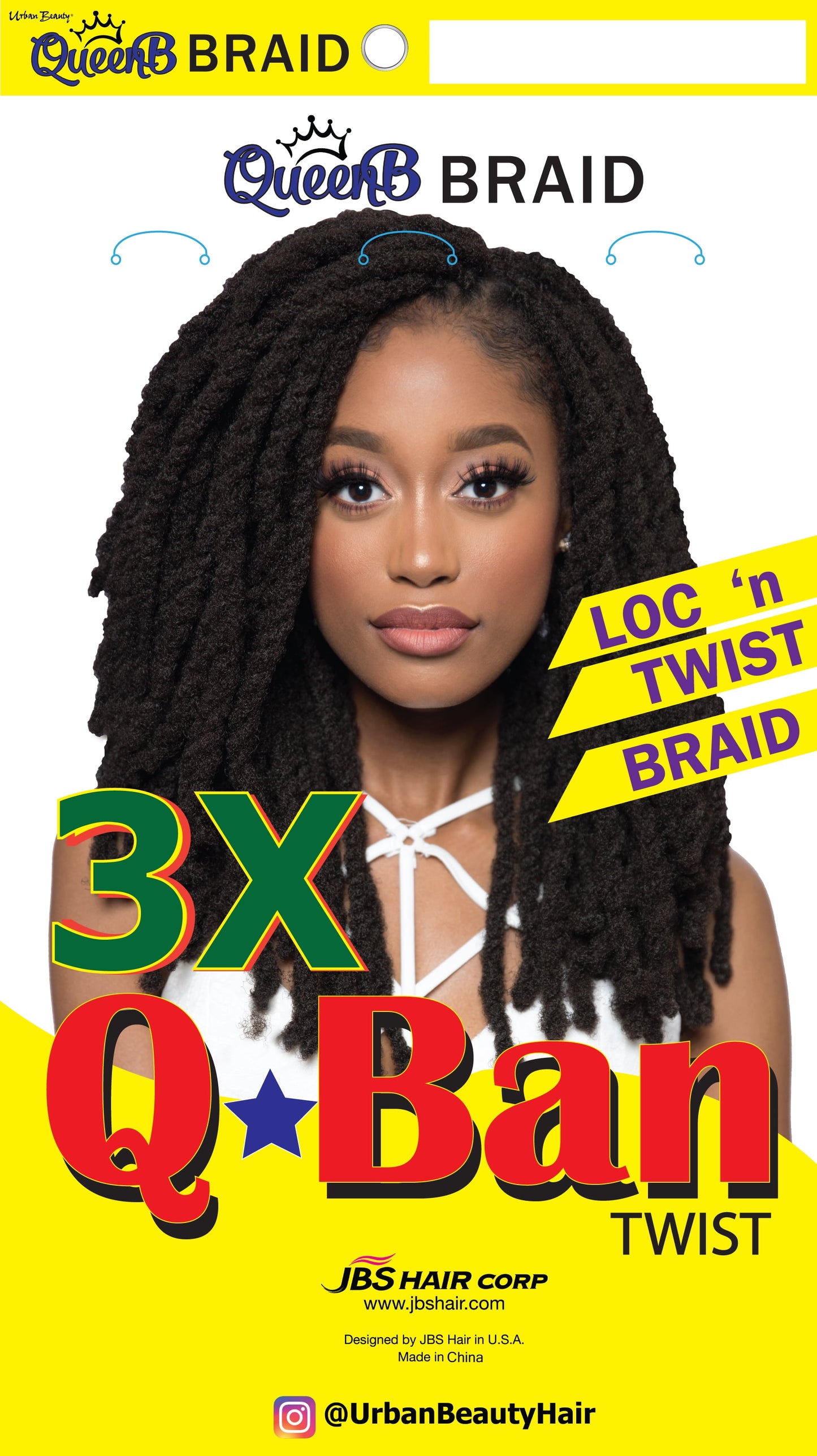 Sacred Scrubs Sleek Queen B Qban Loc N Twist Braid Hair 3X Pack, 16 Inch, #1B, Adult, Female