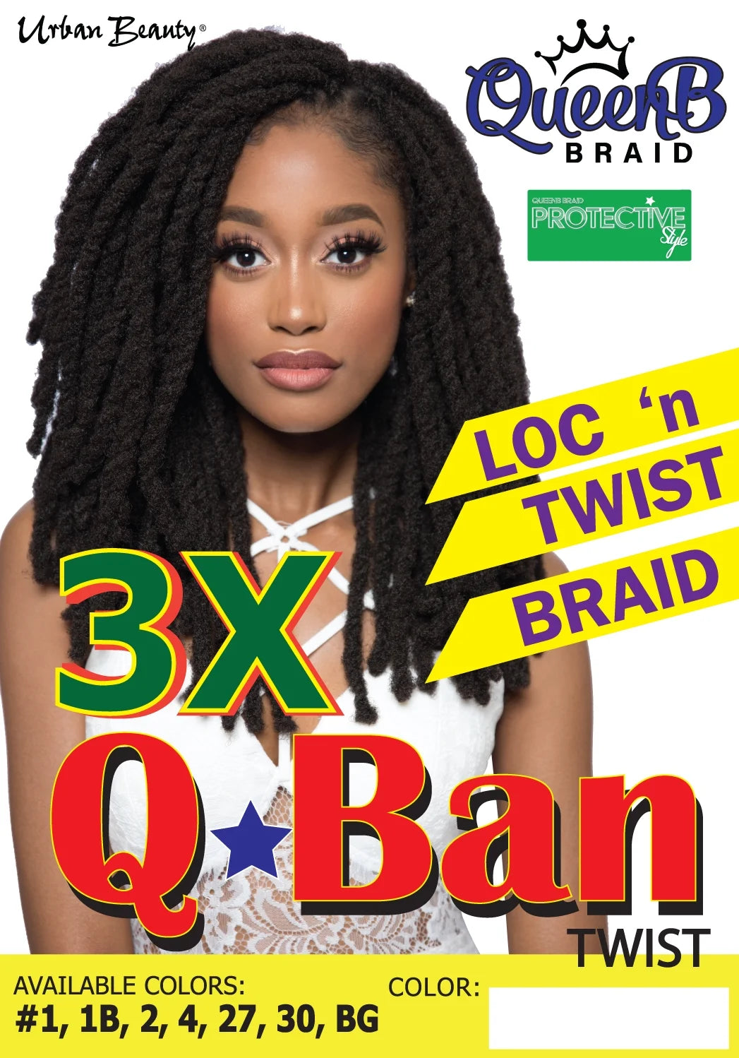 Sacred Scrubs Sleek Queen B Qban Loc N Twist Braid Hair 3X Pack, 16 Inch, #1B, Adult, Female