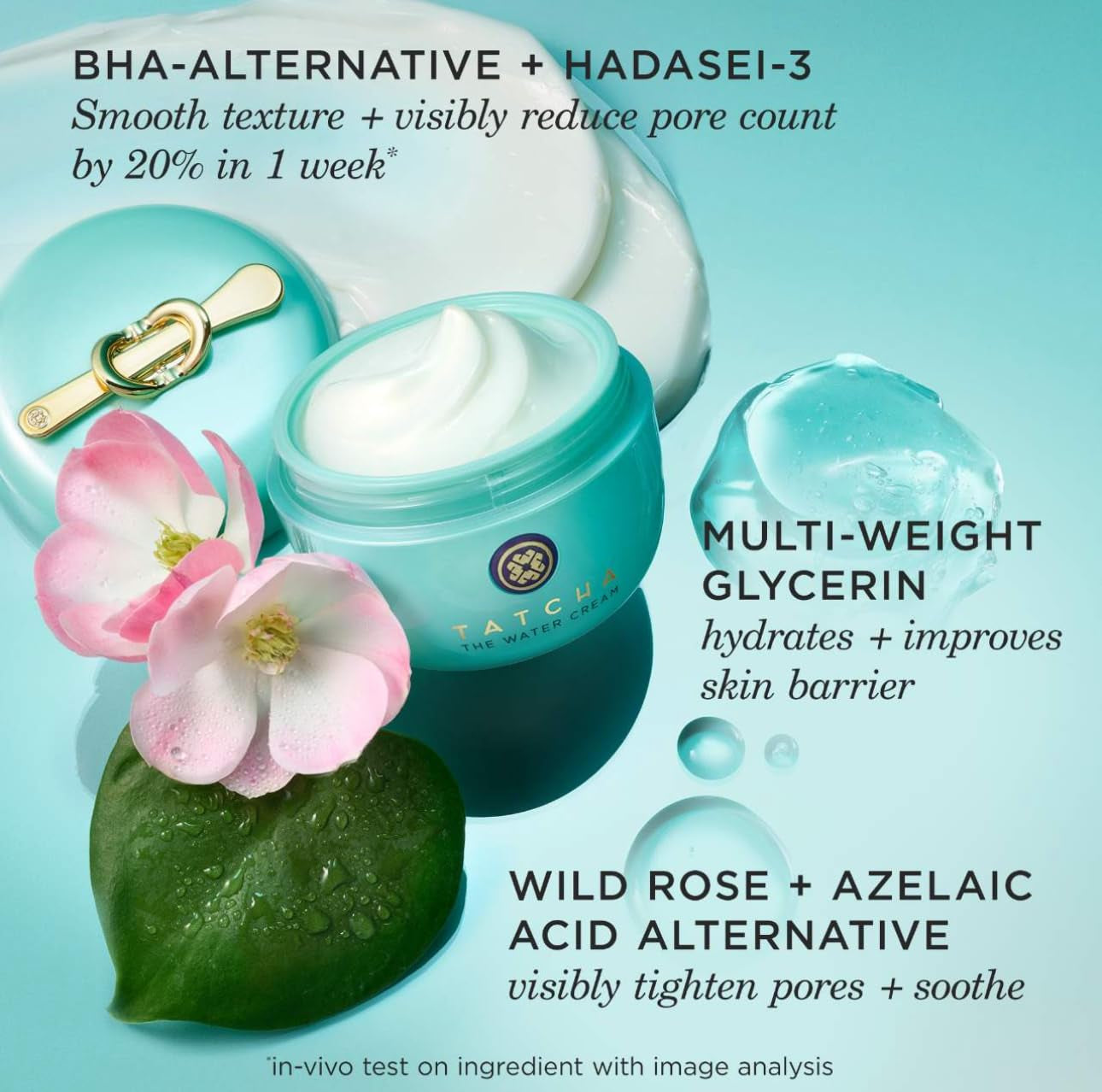 Tatcha Luxury Water Cream Sacred Hydration Ritual for Radient, Poreless Skin (0.34 oz)