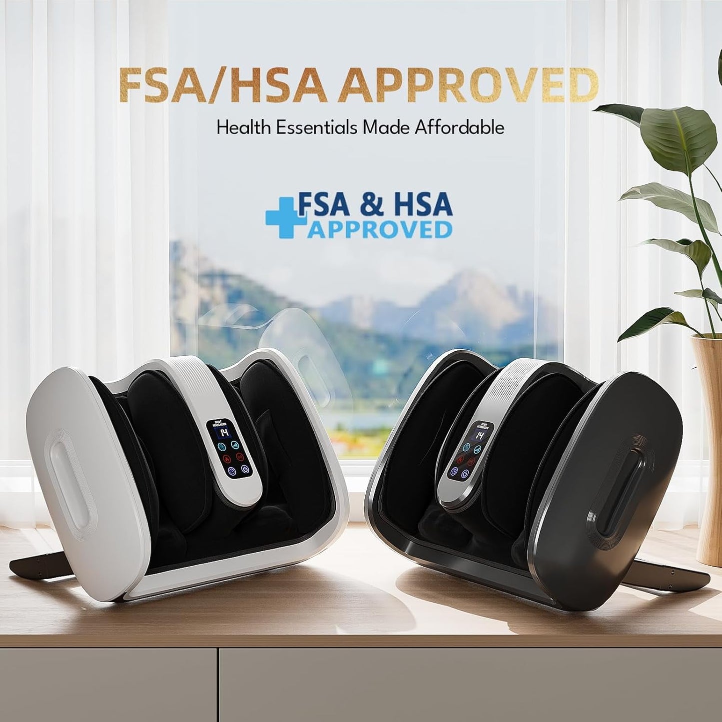 Foot Massager with Heat & Ice Therapy-Fsa HSA Eligible-Shiatsu Foot Massager for Neuropathy, Circulation, Plantar Fasciitis Pain Relief-Deep Kneading Rolling, Gel Packs+Footmuffs Offered-White