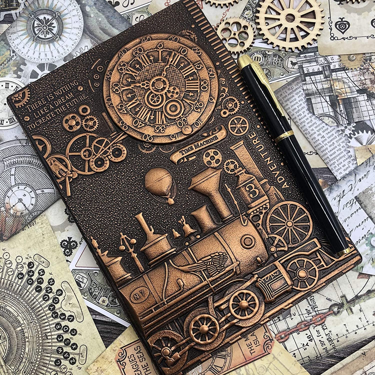 Sacred Scrubs Collection TM Unisex Copper-Embroidered Journal with Gold detailing & Diamond inspired pen/ Luxury wellness writing set